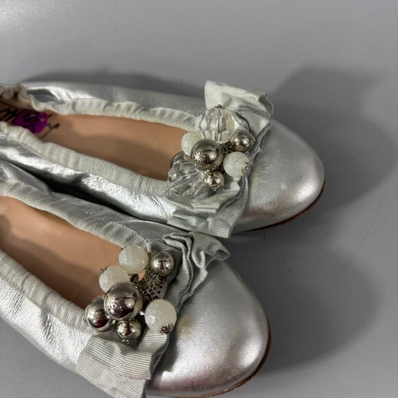 Milly Made in Italy Silver Metallic Leather Ballet Flats, Size 39.5 - Picture 11 of 15